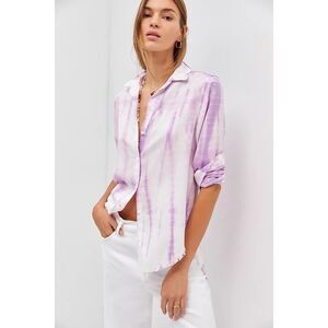 CLOTH & STONE for ANTHROPOLOGIE Women’s Purple White Tie-Dye Button Down Shirt S